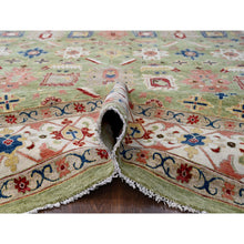 Load image into Gallery viewer, 9&#39;x12&#39; Eton Green With Decorators White, Vegetable Dyes, Plush and Lush, Green Heriz All Over Design, Pure Wool, Hand Knotted, Oriental Rug FWR509520