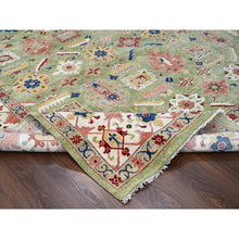 Load image into Gallery viewer, 9&#39;x12&#39; Eton Green With Decorators White, Vegetable Dyes, Plush and Lush, Green Heriz All Over Design, Pure Wool, Hand Knotted, Oriental Rug FWR509520