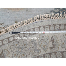 Load image into Gallery viewer, 8&#39;x8&#39; Gossamer Veil Gray, Shiny Wool Densely Woven, Persian Village Influence Large Medallion Design, Natural Dyes, Hand Knotted Oriental Round Rug FWR509526