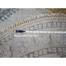 Load image into Gallery viewer, 6&#39;x6&#39; Pale Oak Gray, Hand Knotted Extra Soft Wool, Organic Sustainable Textile, Undyed Modern Tone on Tone Grass Design, Square Oriental Rug FWR478782