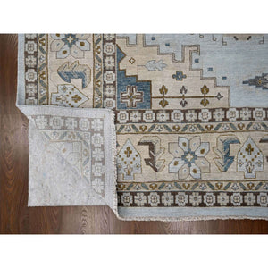 14'x17'10" Boothbay Gray, Natural Dyes, Denser Weave, Organic Wool, Hand Knotted Persian Village Inspired Geometric Elements Design, Oriental Oversized Rug FWR509544