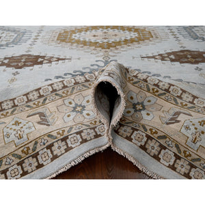 14'x17'10" Boothbay Gray, Natural Dyes, Denser Weave, Organic Wool, Hand Knotted Persian Village Inspired Geometric Elements Design, Oriental Oversized Rug FWR509544
