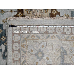 14'x17'10" Boothbay Gray, Natural Dyes, Denser Weave, Organic Wool, Hand Knotted Persian Village Inspired Geometric Elements Design, Oriental Oversized Rug FWR509544