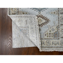 Load image into Gallery viewer, 2&#39;9&quot;x6&#39; Krypton Gray, Hand Knotted, Soft and Velvety Wool, Persian Village Inspired Geometric Medallions Design, Densely Woven, Runner Oriental Rug FWR509550