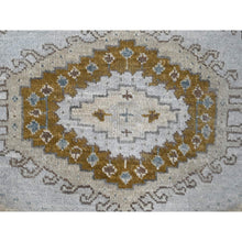 Load image into Gallery viewer, 2&#39;9&quot;x6&#39; Krypton Gray, Hand Knotted, Soft and Velvety Wool, Persian Village Inspired Geometric Medallions Design, Densely Woven, Runner Oriental Rug FWR509550