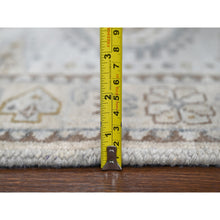 Load image into Gallery viewer, 2&#39;9&quot;x6&#39; Krypton Gray, Hand Knotted, Soft and Velvety Wool, Persian Village Inspired Geometric Medallions Design, Densely Woven, Runner Oriental Rug FWR509550
