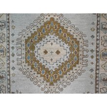 Load image into Gallery viewer, 2&#39;7&quot;x23&#39;9&quot; Earl Gray And Navajo White, Natural Dyes, Densely Woven, Soft And Shiny Wool, Hand Knotted Persian Village Inspired Geometric Medallions, Xl Runner Oriental Rug FWR509568