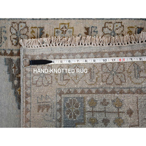 2'7"x23'9" Earl Gray And Navajo White, Natural Dyes, Densely Woven, Soft And Shiny Wool, Hand Knotted Persian Village Inspired Geometric Medallions, Xl Runner Oriental Rug FWR509568