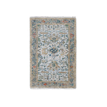 Load image into Gallery viewer, 3&#39;x5&#39; Chrome Gray, Broken and Erased Persian Heriz Design, Organic Wool, Hand Knotted Densely Woven, Oriental Rug FWR509586
