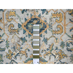 3'x5' Chrome Gray, Broken and Erased Persian Heriz Design, Organic Wool, Hand Knotted Densely Woven, Oriental Rug FWR509586