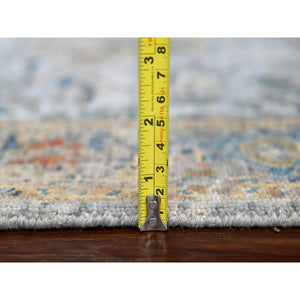 3'x5' Chrome Gray, Broken and Erased Persian Heriz Design, Organic Wool, Hand Knotted Densely Woven, Oriental Rug FWR509586