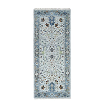 Load image into Gallery viewer, 2&#39;5&quot;x5&#39;9&quot; Morning Fog Gray, Oushak All Over Floral Motifs, Velvety Wool, Denser Weave Hand Knotted, Natural Dyes, Runner Oriental Rug FWR509700