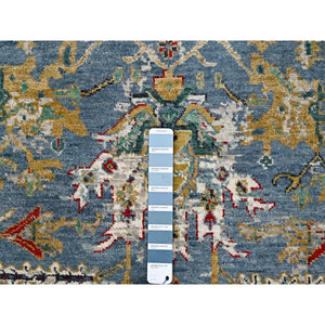 3'1"x5' Albatross Blue, Soft Color Palette, Erased Design Natural Wool Hand Knotted Broken Persian Heriz, Denser Weave, Oriental Rug FWR509718
