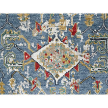Load image into Gallery viewer, 3&#39;1&quot;x5&#39; Albatross Blue, Soft Color Palette, Erased Design Natural Wool Hand Knotted Broken Persian Heriz, Denser Weave, Oriental Rug FWR509718