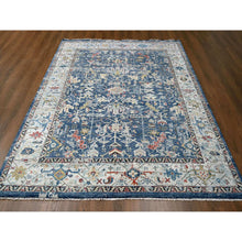 Load image into Gallery viewer, 8&#39;x9&#39;9&quot; Meditative Blue, Densely Woven, Broken And Erased Hand Knotted Persian Heriz All Over Design With Soft Color Palette, Shiny Wool, Oriental Rug FWR509826
