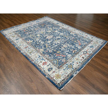 Load image into Gallery viewer, 8&#39;x9&#39;9&quot; Meditative Blue, Densely Woven, Broken And Erased Hand Knotted Persian Heriz All Over Design With Soft Color Palette, Shiny Wool, Oriental Rug FWR509826