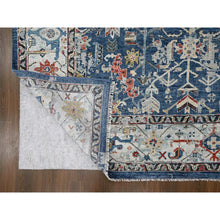 Load image into Gallery viewer, 8&#39;x9&#39;9&quot; Meditative Blue, Densely Woven, Broken And Erased Hand Knotted Persian Heriz All Over Design With Soft Color Palette, Shiny Wool, Oriental Rug FWR509826