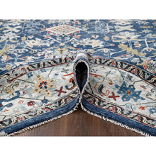 Load image into Gallery viewer, 8&#39;x9&#39;9&quot; Meditative Blue, Densely Woven, Broken And Erased Hand Knotted Persian Heriz All Over Design With Soft Color Palette, Shiny Wool, Oriental Rug FWR509826