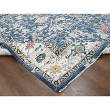 Load image into Gallery viewer, 8&#39;x9&#39;9&quot; Meditative Blue, Densely Woven, Broken And Erased Hand Knotted Persian Heriz All Over Design With Soft Color Palette, Shiny Wool, Oriental Rug FWR509826