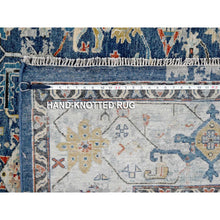 Load image into Gallery viewer, 8&#39;x9&#39;9&quot; Meditative Blue, Densely Woven, Broken And Erased Hand Knotted Persian Heriz All Over Design With Soft Color Palette, Shiny Wool, Oriental Rug FWR509826