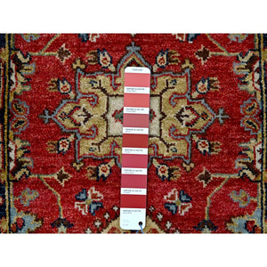 2'x3' Picante Red And Pitch Black, Karajeh Design With Geometric Medallions, Organic Wool Hand Knotted, Natural Dyes, Mat Oriental Rug FWR509880