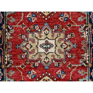 2'x3' Picante Red And Pitch Black, Karajeh Design With Geometric Medallions, Organic Wool Hand Knotted, Natural Dyes, Mat Oriental Rug FWR509880