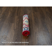 Load image into Gallery viewer, 2&#39;x3&#39; Picante Red And Pitch Black, Karajeh Design With Geometric Medallions, Organic Wool Hand Knotted, Natural Dyes, Mat Oriental Rug FWR509880