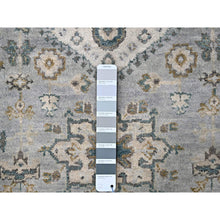 Load image into Gallery viewer, 2&#39;8&quot;x27&#39;9&quot; Rock Ridge Gray With Alabaster White Border, Soft Pile And Velvety Wool, Natural Dyes, Hand Knotted Karajeh Geometric Design, Oriental Xl Runner Rug  FWR509892