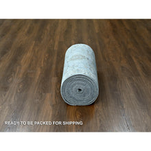 Load image into Gallery viewer, 2&#39;8&quot;x27&#39;9&quot; Rock Ridge Gray With Alabaster White Border, Soft Pile and Velvety Wool, Natural Dyes, Hand Knotted Karajeh Geometric Design, Oriental XL Runner Rug FWR509892