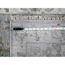 Load image into Gallery viewer, 2&#39;8&quot;x27&#39;9&quot; Rock Ridge Gray With Alabaster White Border, Soft Pile And Velvety Wool, Natural Dyes, Hand Knotted Karajeh Geometric Design, Oriental Xl Runner Rug  FWR509892