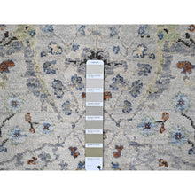 Load image into Gallery viewer, 2&#39;6&quot;x30&#39;4&quot; Argos Gray, Soft and Shiny Wool, Densely Woven, Hand Knotted Oushak All Over Floral Design, Natural Dyes, XL Runner Oriental Rug FWR509898