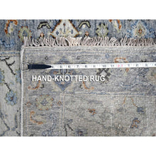 Load image into Gallery viewer, 2&#39;6&quot;x30&#39;4&quot; Argos Gray, Soft and Shiny Wool, Densely Woven, Hand Knotted Oushak All Over Floral Design, Natural Dyes, XL Runner Oriental Rug FWR509898