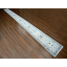 Load image into Gallery viewer, 2&#39;5&quot;x30&#39;4&quot; Curio With Marina Gray Border, Densely Woven 100% Wool, Natural Dyes, Hand Knotted Oushak With Floral Design, Oriental Xl Runner Rug FWR509904