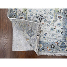 Load image into Gallery viewer, 2&#39;5&quot;x30&#39;4&quot; Curio With Marina Gray Border, Densely Woven 100% Wool, Natural Dyes, Hand Knotted Oushak With Floral Design, Oriental Xl Runner Rug FWR509904