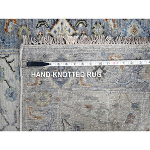 2'5"x30'4" Curio With Marina Gray Border, Densely Woven 100% Wool, Natural Dyes, Hand Knotted Oushak With Floral Design, Oriental Xl Runner Rug FWR509904