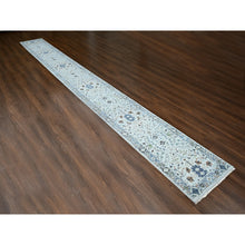 Load image into Gallery viewer, 2&#39;6&quot;x23&#39;10&quot; Dolphin Gray, Oushak Design Denser Weave, All Over Floral Motifs, All Wool, Vegetable Dyes, Xl Runner Hand Knotted Oriental Rug FWR509910