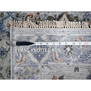 2'8"x23'10" Cloudy Gray, Natural Dyes, Oushak Design, Hand Knotted Velvety Wool, Denser Weave, Floral Pattern, Xl Runner Oriental Rug FWR509916