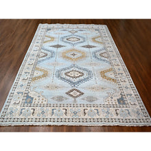 Load image into Gallery viewer, 10&#39;x14&#39; Lazy Gray, Densely Woven, Hand Knotted All Wool, Persian Village Inspired Geometric Design, Natural Dyes, Oriental Rug FWR509922