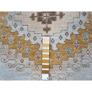 10'x14' Lazy Gray, Densely Woven, Hand Knotted All Wool, Persian Village Inspired Geometric Design, Natural Dyes, Oriental Rug FWR509922