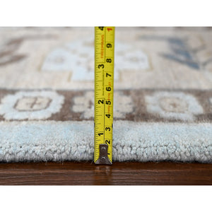 10'x14' Lazy Gray, Densely Woven, Hand Knotted All Wool, Persian Village Inspired Geometric Design, Natural Dyes, Oriental Rug FWR509922