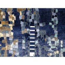 Load image into Gallery viewer, 6&#39;1&quot;x8&#39;10&quot; Honorable Blue, Wool And Silk, Densely Woven, Persian Knot, Modern Mosaic Design With Gold Accent, Hand Knotted, Oriental Rug FWR509940
