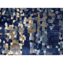 Load image into Gallery viewer, 6&#39;1&quot;x8&#39;10&quot; Honorable Blue, Wool And Silk, Densely Woven, Persian Knot, Modern Mosaic Design With Gold Accent, Hand Knotted, Oriental Rug FWR509940