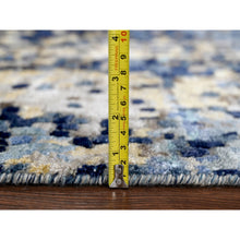 Load image into Gallery viewer, 6&#39;1&quot;x8&#39;10&quot; Honorable Blue, Wool And Silk, Densely Woven, Persian Knot, Modern Mosaic Design With Gold Accent, Hand Knotted, Oriental Rug FWR509940