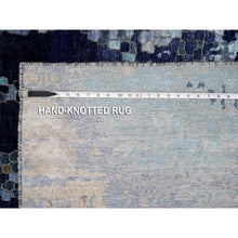 Load image into Gallery viewer, 6&#39;1&quot;x8&#39;10&quot; Honorable Blue, Wool And Silk, Densely Woven, Persian Knot, Modern Mosaic Design With Gold Accent, Hand Knotted, Oriental Rug FWR509940