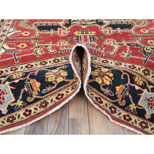 6'1"x9'2" Imperial Red, Afghan Peshawar With Large Medallion Heriz Design, Natural Dyes, Densely Woven, Soft Wool, Hand Knotted, Oriental Rug FWR510138