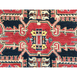6'1"x9'2" Imperial Red, Afghan Peshawar With Large Medallion Heriz Design, Natural Dyes, Densely Woven, Soft Wool, Hand Knotted, Oriental Rug FWR510138