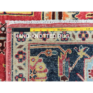 6'1"x9'2" Imperial Red, Afghan Peshawar With Large Medallion Heriz Design, Natural Dyes, Densely Woven, Soft Wool, Hand Knotted, Oriental Rug FWR510138