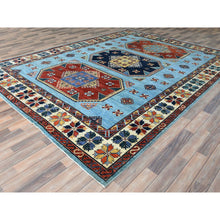Load image into Gallery viewer, 9&#39;x11&#39;8&quot; Sky Blue, Armenian Inspired Caucasian Design With Large Medallions 200 Kpsi, Vegetable Dyes, Extra Soft Wool Hand Knotted Oriental Rug FWR510204