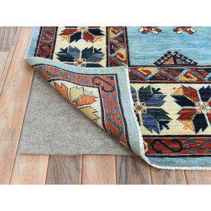 9'x11'8" Sky Blue, Armenian Inspired Caucasian Design With Large Medallions 200 Kpsi, Vegetable Dyes, Extra Soft Wool Hand Knotted Oriental Rug FWR510204