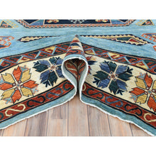 Load image into Gallery viewer, 9&#39;x11&#39;8&quot; Sky Blue, Armenian Inspired Caucasian Design With Large Medallions 200 Kpsi, Vegetable Dyes, Extra Soft Wool Hand Knotted Oriental Rug FWR510204
